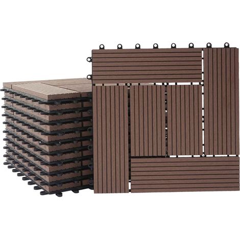 [NON UTILIZZATO] Piastrelle Premio pavimentazione da esterno Rhone T831 WPC 30x30cm 11 pezzi 1mq marrone incrociato