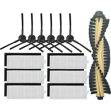 Accessoire pour aspirateur ILIFE A4 – Lot de 6 brosses latérales et 6 filtres – Brosse principale et chiffon inclus – Remplacement facile (1/5)