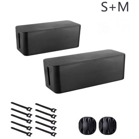 Kabelmanagementbox, 2er-Pack, Kabelhalter, kinder- und haustiersicher, schwarz (1/5)
