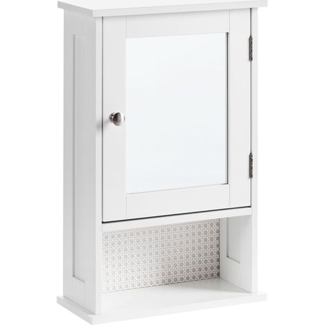 Armario con espejo de pared para baño 34 x 53 cm almacenaje MDF estilo moderno blanco Huila (1/5)