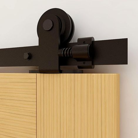 183cm/6FT Sliding Door System Hardware Rail Kit for Sliding Door Black (T-Shape) (1/5)