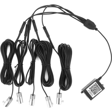 Lampe d'ambiance LED intérieure pour tableau de bord et portière, contrôle musical, prise allume-cigare, 5 lumières, décoration véhicule. (1/5)