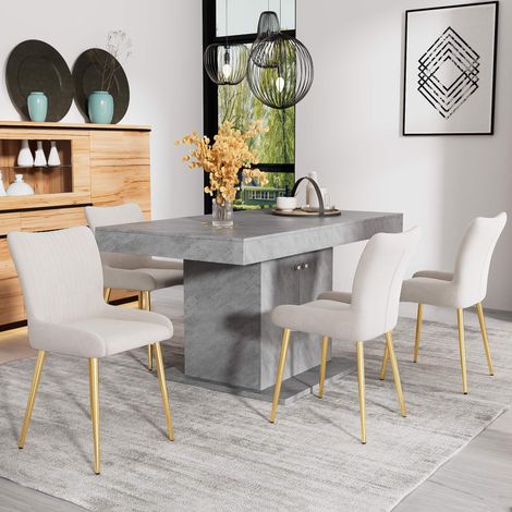 Lot de 6 chaises de salle à manger en velours beige, assise rembourrée, 4 pieds en métal finition dorée, style moderne, charge 150 kg (1/5)