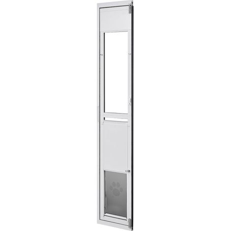Mophorn Chatière pour porte coulissante en verre, avec ouverture pivotante à 180°, hauteur ajustable de 1927 à 2049 mm, cadre en alliage d'aluminium, rabat et système de verrouillage, L (1/5)