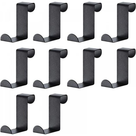 Crochets réversibles en acier inoxydable noir pour porte, placard, garde-robe, cuisine, salle de bain, chambre, noir (1/5)