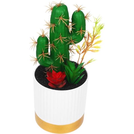 Cactus Artificiel Réaliste en Pot, Décoration Verte en Écume PP (1/5)