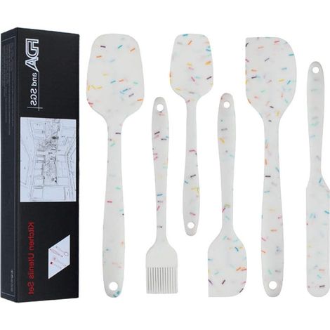 MINKUROW Set Di Patula In Silicone Resistente Al Calore, Set Di Spatole In Silicone Da 6 Pezzi, Pentole Antiaderenti Resistenti Al Calore, Silicone Per Lavastoviglie Alimentare, Spatole In Gomma Senza (1/5)