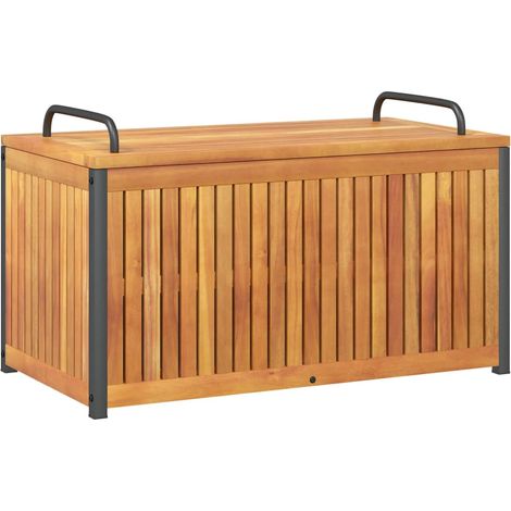 Boîte à coussins d'extérieur bois d'acacia solide et acier