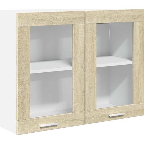 Maison Exclusive - Mobile Pensile “Lyon” Vetro Rovere Sonoma 80x31x60cm
