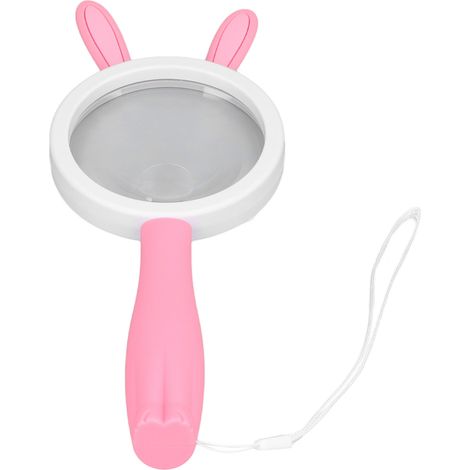 Loupe de lecture portable en ABS HD avec poignée en plastique, motif lapins roses, pour une prise en main confortable. (1/5)