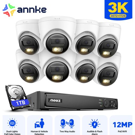 ANNKE Kit di Videosorveglianza Esterno 5MP 16CH con 8 Telecamere IP, Audio Bidirezionale,Visione Notturna IR, Rilevamento Intelligente Movimento, Avviso E-mail APP/PC Remoto 1TB (1/5)