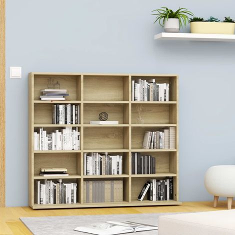Meuble de Rangement CD/DVD Meuble Étagère Chêne sonoma 102x23x89,5 cm Aggloméré 31205 (1/5)