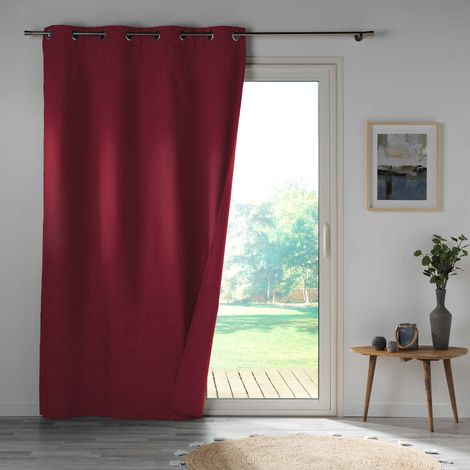 Rideau a oeillets double face 140 x 260 cm 100% occultant/satiné Obscure Bordeaux (1/4)