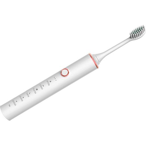 Brosse à dents électrique à poils souples, rechargeable par USB, sonique, haute efficacité, pour femmes et hommes, blanche (1/5)