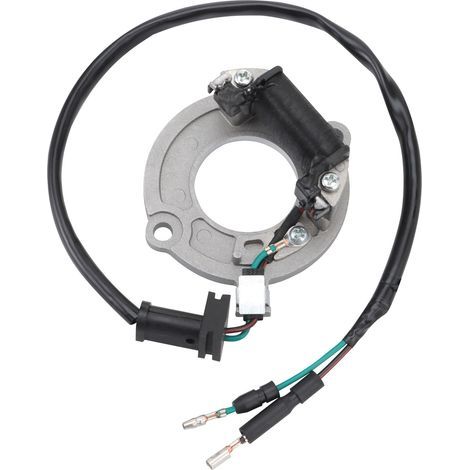Replacement part conforming to original specifications for stator, coil and magneto for professional two-stroke racing engines of Honda CR80/CR80R off-road motorcycles. (1/4)