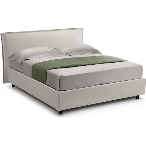 Letto Matrimoniale Brolo, Letto Matrimoniale Sfoderabile, Contenitore Made in Italy, Dimensione Materasso 160x190 cm, Beige