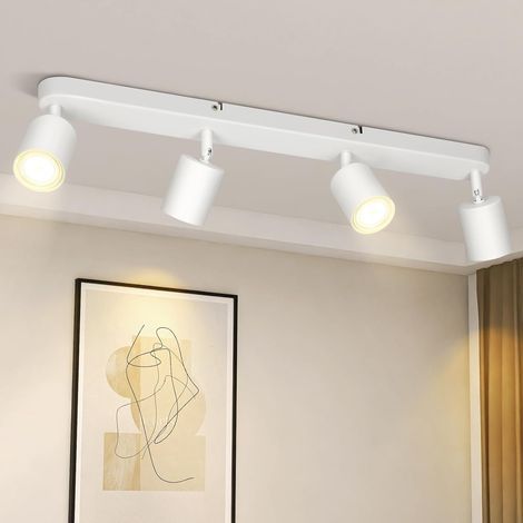 4-Light LED Ceiling Light - White GU10 Ceiling Spotlight for Living Room, Modern Swivel Ceiling Spotlight, Designer White Spotlight for Hallway, Bedroom, Dining Room, Kitchen (1/5)