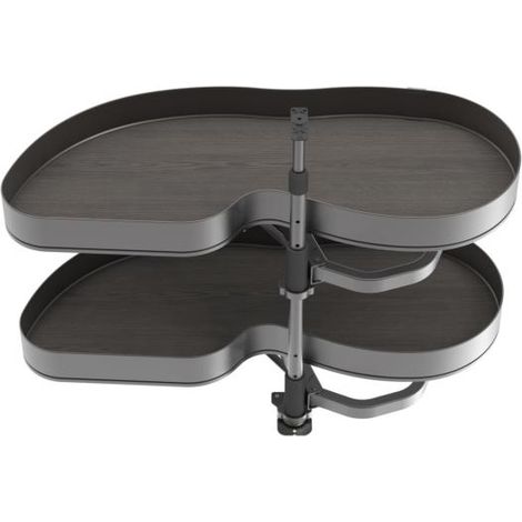 Emuca Sistema de rincón extraíble Lake Harmony para mueble de cocina, Izquierda, Altura regulable, Acero y Madera, Gris antracita -