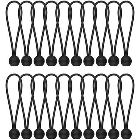 Pair Lot de 20 cordons élastiques pour bâche élastique, bâche élastique, attaches de corde pour bannière, bâches, pavillons, tentes, crochets élastiques de tente, support de bâche, mâts de drapeau. (1/5)