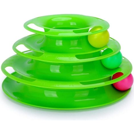 Giocattolo per gatti Ulisem, torre interattiva con 3 palline e 3 livelli (25 x 12,5 cm) (1/4)