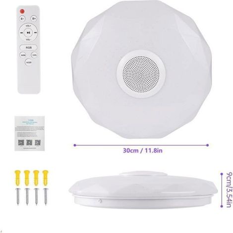 Plafonnier LED - - 36W - Bluetooth - Télécommande et contrôle APP (1/4)