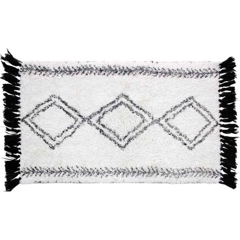 Tapis de Bain à Franges "Freya" 50x80cm Blanc (1/2)