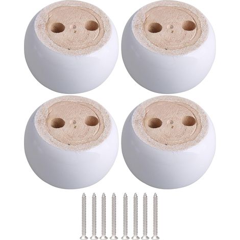 4 cm de Hauteur Blanc Wood Rond de 6.7 cm de diamètre Pieds de Meubles Pieds Roulement 100 kg Poids Lifter pour canapés Lits Armoires Tables Lot de 4 (1/5)