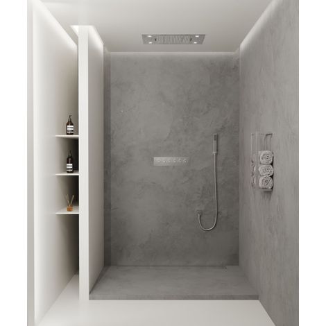 Kroos – Colonne de douche hydromassante avec ciel de pluie LED – Chromothérapie 80x60 cm – 6 jets – Panneau de commande intuitif (1/4)