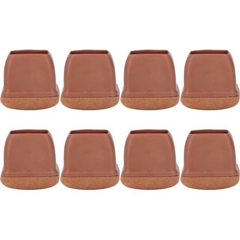 Protège Pieds Chaise - Capuchons TPE Avec Feutre Pour Meubles - Protection Sol Silencieux - Lot De 8 Pièces Marron (1/5)