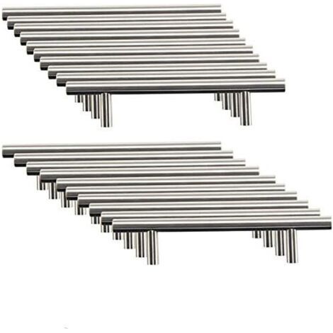 20 x Acier Inoxydable Poignee de Meuble Cuisine Espacement des Trous de 96 mm, Acier Brossé Poignée en T pour Porte d'armoire (1/5)