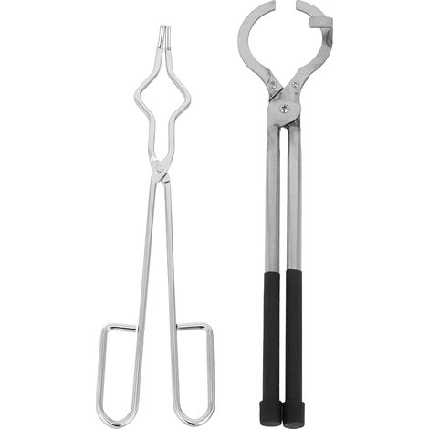 Pinze per crogiolo in acciaio inox BESTonZON da 35 cm, piccole pinze per crogiolo, 2 pezzi per fusione di metalli, strumento per la creazione di gioielli, accessori per forni di fusione, forniture (1/5)