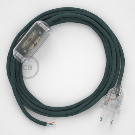 Cordon pour lampe, câble RC30 Coton Gris Pierre 1,80 m. Choisissez la couleur de la fiche et de l'interrupteur  Transparent (1/4)