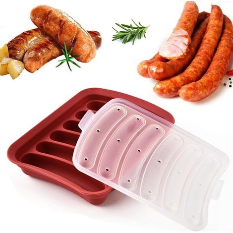 6 in 1 Silikon Wurstform für selbstgemachte Hamburger, Hotdogs, Eiswürfel, Bonbons, Gelee, Schokolade zum Selbermachen, für Hotdogs, Eier, Würstc (1/5)