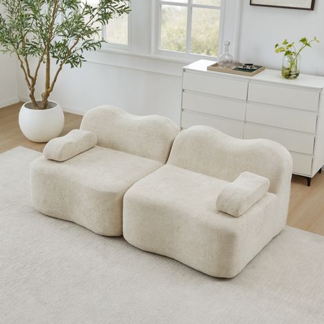 Canapé modulable velours beige sans montage OKMYHOME (1/5)