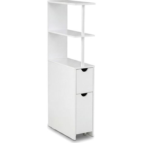 Slim Storage Freestanding Bathroom Cabinet with Open Shelves-White (1/2)