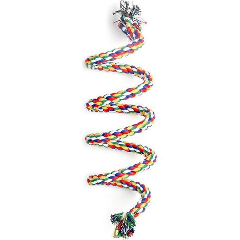 Perche en spirale pour cage à perroquet durable, avec clochette, perchoir en coton, échelle en corde de coton de 1,5 m, accessoires de repos pour oiseaux.