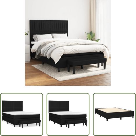 vidaXL Kopfteil - Boxspringbett mit Matratze Schwarz 140x200 cm Stoff (1/5)