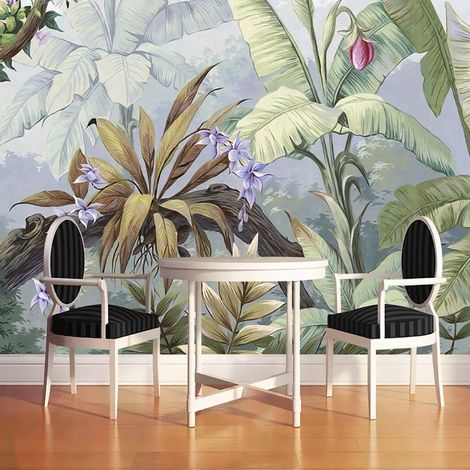 Papier Peint Vintage - Décor Floral Illustré - 150 x 250 cm (1/2)