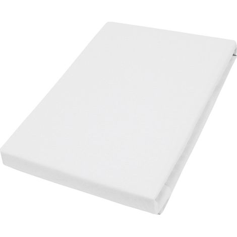 Vario Jersey-Spannbetttuch weiß, 100 x 200 cm Spannbettlaken (1/2)