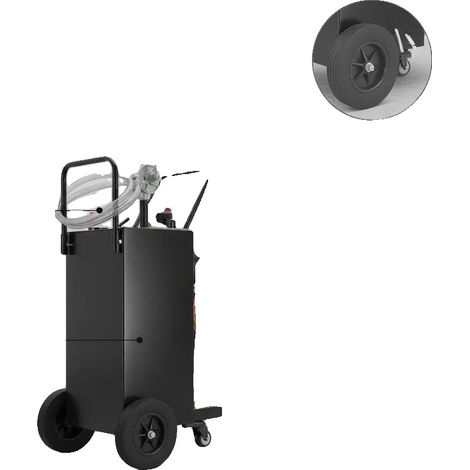 Carrello cisterna per carburante, capacità 30 galloni, pompa di trasferimento manuale, colore nero (1/2)