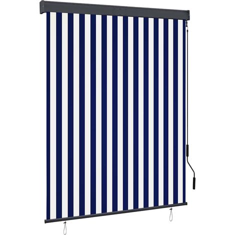 Store roulant d'extérieur 140x250 cm Bleu et blanc (1/5)