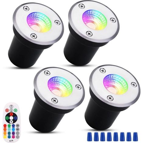 4PCS Lumière Jardin Enterré - Spot Encastrable LED Exterieur, 3W Spot Encastrable Au Sol LED RGB Extérieur, 12V-24V Au Sol Spots, IP67 Lampadaire Pour Encastrable De Jardin ( Color : RGB , Size : 3W(2 (1/5)