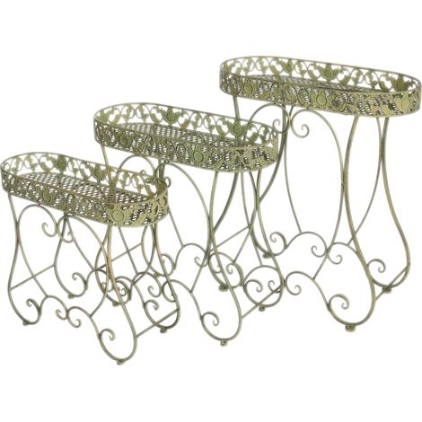 3 supporti per fiori in ferro, colore verde (1/2)
