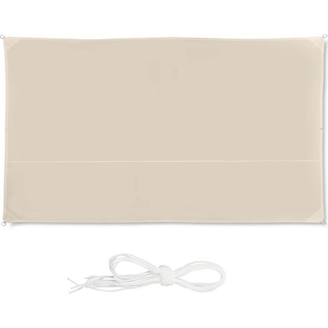 Relaxdays Shade Sail, Rectangular, Water-Repellent, UV-Protection with Tethers, Balcony Canopy, WxD: 2 x 4m, Beige
