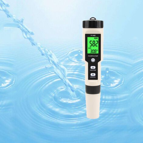 Testeur PH Mètre Électronique 5-en-1,Mesure Ph & TDS & EC Salinité & TempératureTesteur de qualité de l'eau,Écran LCD et Précision de Lecture,pour l'eau Potable, Aquariums, Piscines etc.