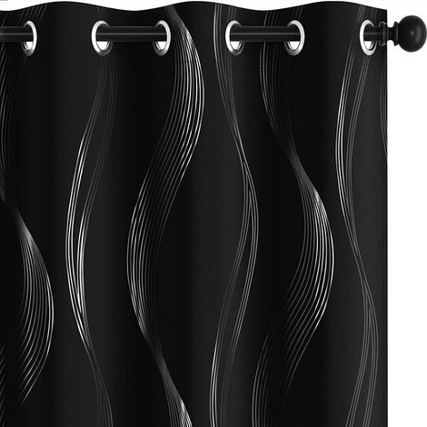Rideau occultant à rayures en aluminium, idéal pour le salon et la chambre, rideau isolant thermique, lot de 2 (largeur 132 cm x longueur 114 cm).