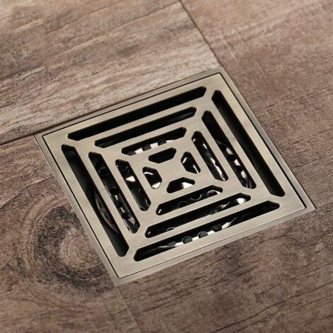 Drain de Sol commun pour Salle de Bains et Douche en Laiton Bronze Antique, Drain de Sol commun pour évier de Salle de Bains familiale,10×10cm (1/2)