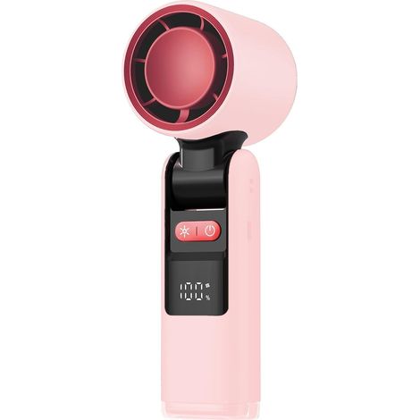 Ventilateur turbo portable, refroidissement haute vitesse, rechargeable par USB, avec affichage numérique, charge rapide pour femme (rose) (1/5)