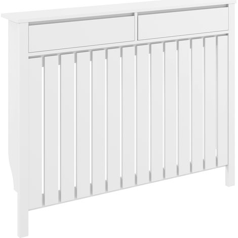 HOMCOM Large Radiator Cover with Drawers and Vertical Slats 119 x 19 x 93cm
