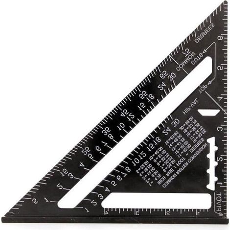 Règle triangulaire noire de 1 pouce, outil de mesure d'angle de haute précision pour charpentiers et ingénieurs, en alliage d'aluminium. (1/5)